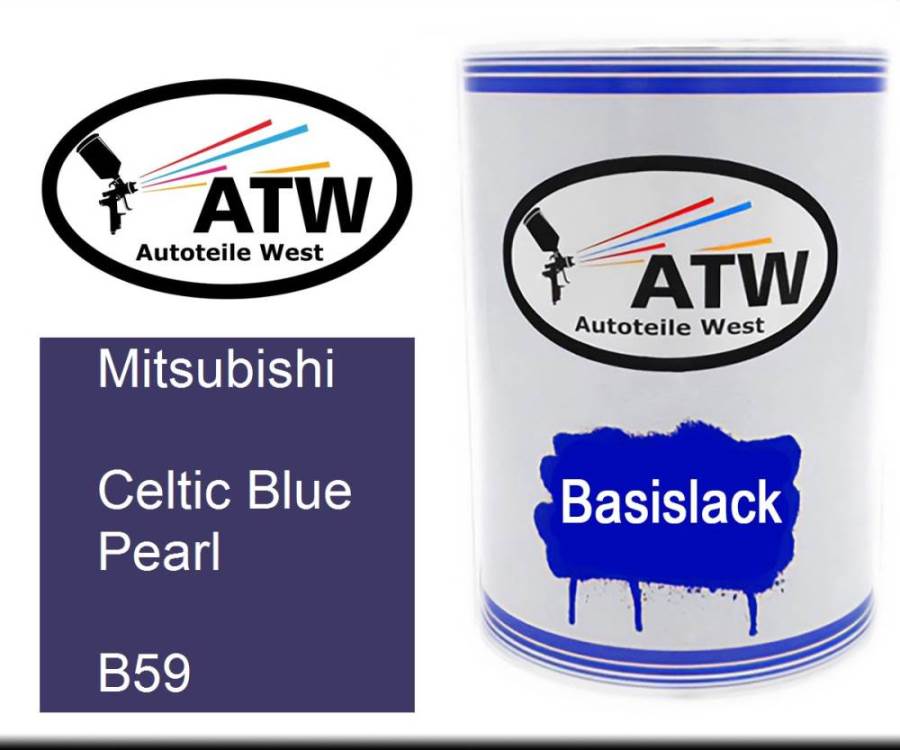 Mitsubishi, Celtic Blue Pearl, B59: 500ml Lackdose, von ATW Autoteile West.